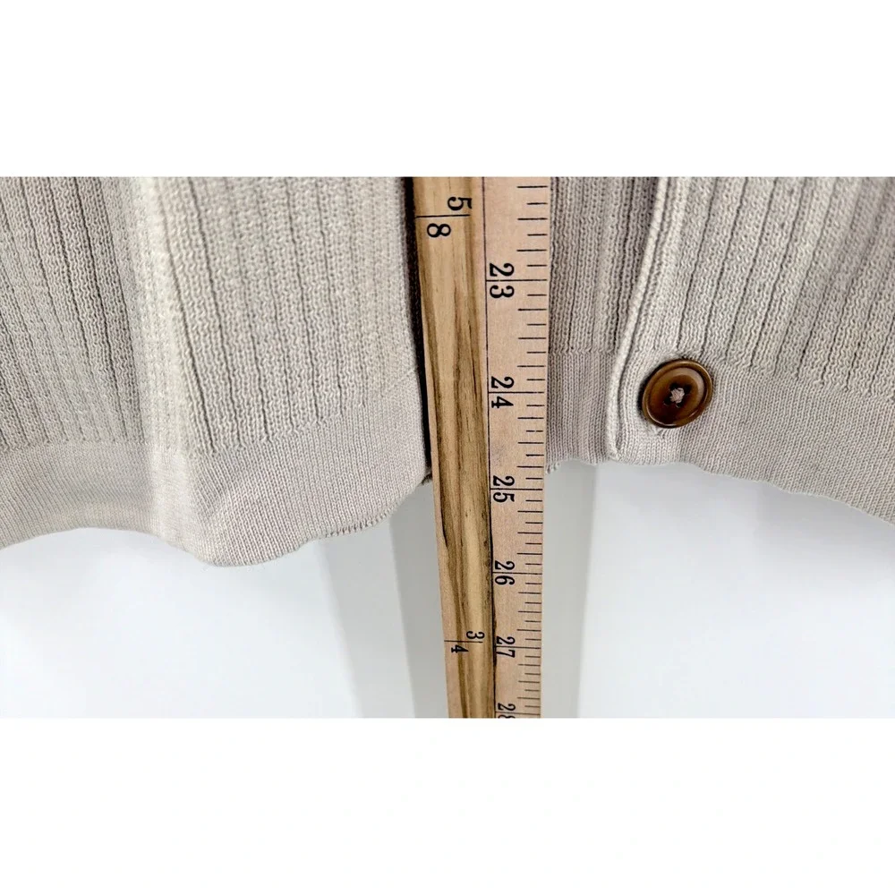 Vintage Eddie Bauer Ribbed Knit Cardigan Sweater Vest Mens XL Beige Y2K 90's